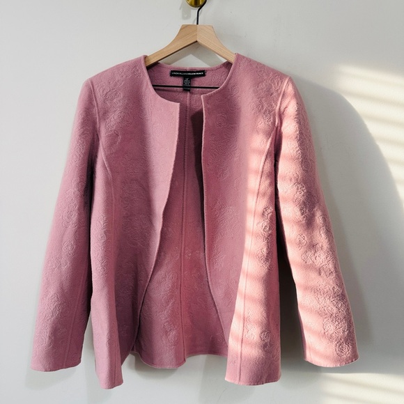 Linda Allard x Ellen Tracey Wool Lazer Embroidered Flower Pattern Jacket Size 14 - Picture 6 of 6